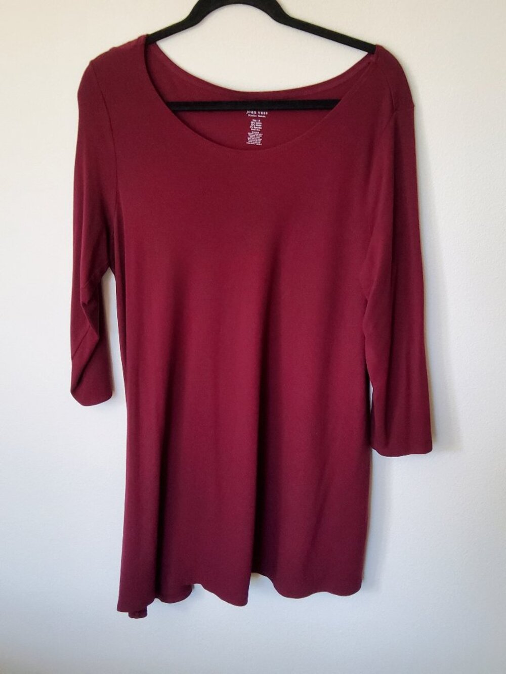 Joan Vass Burgundy Tunic Top plus size 1X